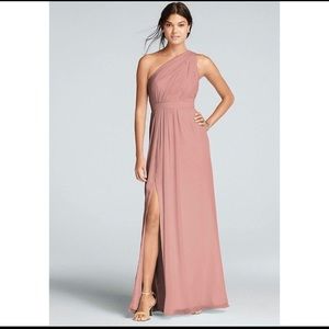 Long Chiffon One Shoulder Bridesmaid Dress